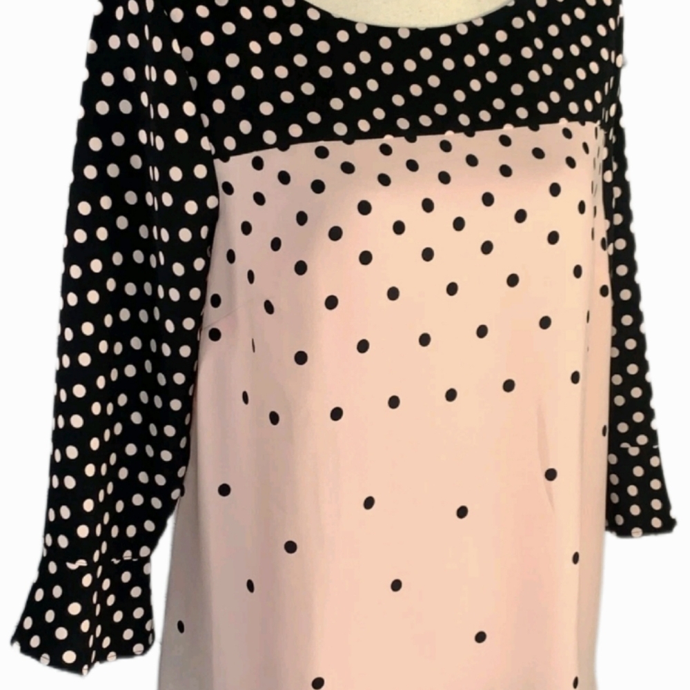 Talbots Pink and Black Polka Dot Blouse